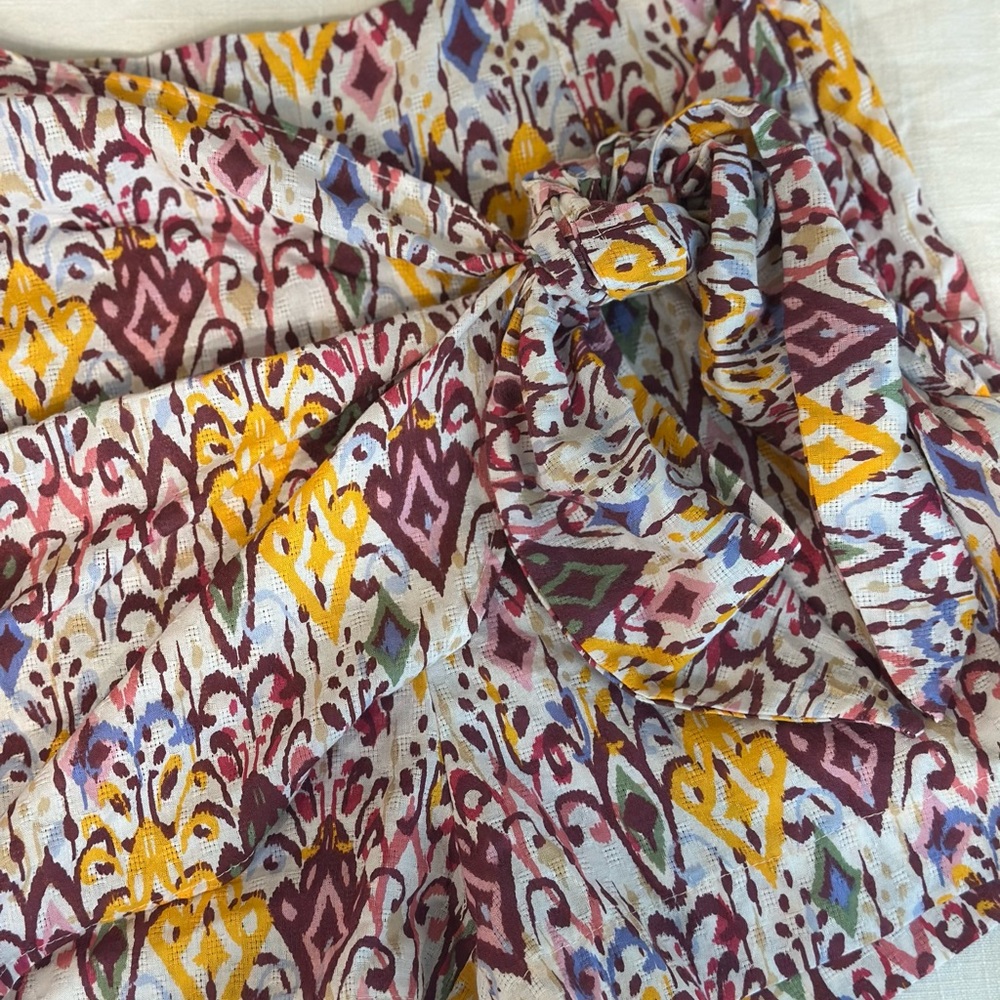 Zara Multicolor Aztec Patterned Wrap Skort